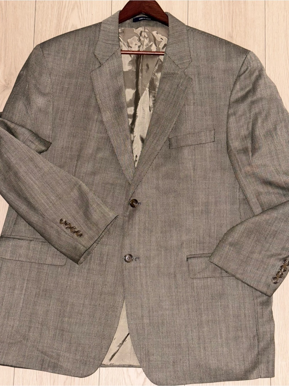 Ralph Lauren Mens 44 Long Beige & Black 100% Wool Puppytooth Sport Coat Blazer